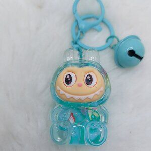 2/$19 Labubu Flowing Sand Exquisite blue keychain with bell